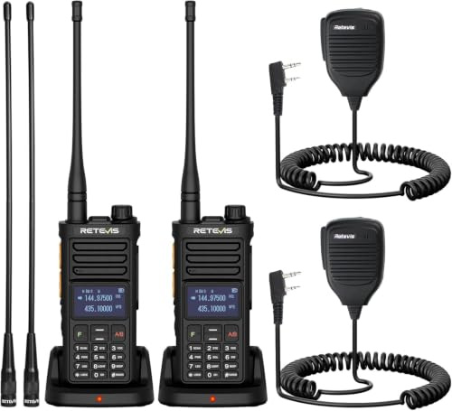 Retevis Ailunce RA89R Amatörradio med Appstyrning, Tillfällig Repeater, Dual Band Walkie Talkie, AM/FM-Mottagning, 2800mAh Batteri, Ham Radio med Mikrofon och Antenn för Friluftsliv