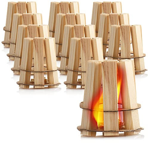 com-four® 12x Encendedor de Chimenea y Encendedor de Parrilla de Madera - Encendedor ecológico e Inodoro para chimeneas - rápido, Ligero y Efectivo