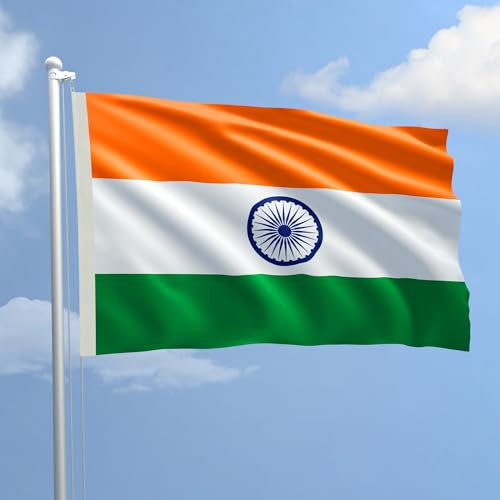 Bandiera INDIA 70x100 cm in poliestere NAUTICO 115 gr/mq con doppia piega perimetrale, corda e guaina. Adatta sia IN/OUT DOOR