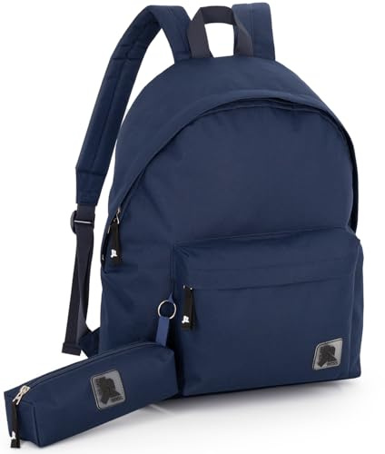 Julian Ross Azul Navy Mochila con Estuche de Escuela Educación Primaria, Secundaria para Niña y Niño, Hombre y Mujer, 41 cm, 24 L, Poliéster Impermeable, Ocio, Bolsa de Viaje