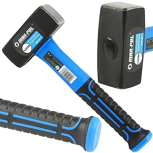 Martello Mazza Fiberglass Fibra di Vetro da Muratore | 1,25 Kg | 26 cm | Impugnatura in Gomma| Dimensione della testa 100x40x40 mm