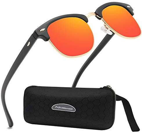 Perfectmiaoxuan Sonnenbrille herren polarisiert,Sonnenbrille damen polarisiert,Retro Ultraleichte Brillengestell,HD-Pilotobjektive,angeln autofahren fahrradbrille sportbrille herren UV schutz