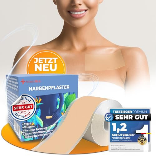 Schutzblick® Premium Narbenpflaster - Silikonpflaster für Narben 4x300cm - Hautfarbenes Pflaster zur Narbenpflege für C-Sektion, Operationen, Verbrennungen, Keloid, Akne, Medikamentenfrei