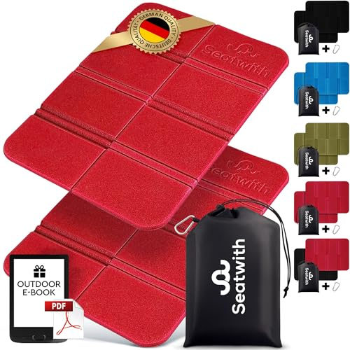 Set di 2 Tappetini da Esterno/Cuscino Seduta Termico Isolabile Pieghevole con Borsa da Trasporto e Moschettoni per Attaccamento Ideale allo Zaino Massima Protezione Contro Freddo, Umidità e Sporco +