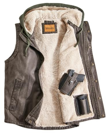 Venado Yukon Carry Vest – Hooded Vest for Men with Specialty Pockets (Moose Brown, 2XL)