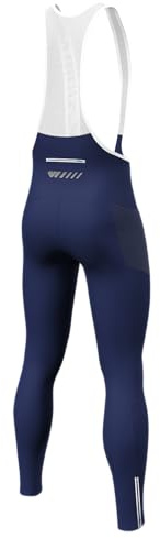 Log.as Pantalones largos de ciclismo para hombre, acolchados, con tirantes, para invierno, elásticos, resistentes al viento, transpirables, de secado rápido, con bolsillos, azul, XXL