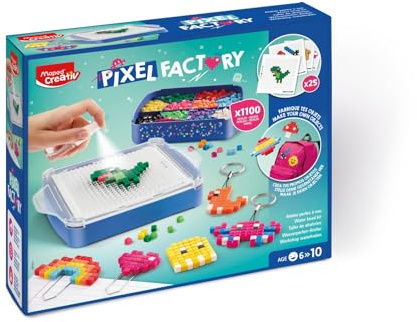 Maped Creativ - Pixel Factory - Kit Complet pour Création d'Objets en Perles à Eau Style Pixel Art - Modèles, Perles à Eau Carrées, Grille de Création & Accessoires - Activité Manuelle Dès 6 Ans