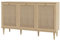 FORTE CALASETTA Kommode 150, Kommode im Boho Stil, Wiener Geflecht, Sideboard mit 3 Türen, Elegancia Eiche Holzdekor/Technorattan, 150 cm breit x 90 cm hoch x 41 cm tief