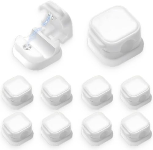 KOLZEMV Clips Para Cables, 10 Pcs Organizador Magnético de Escritorio, organizador cables,organizador de cables,Fuerte Soporte Adhesivo para Mesilla de Noche, Organizador de Escritorio Cables de Carga