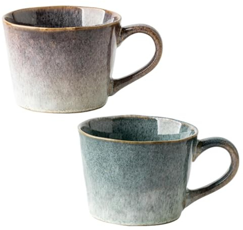 Tazze da caffè per coppie – Tazza con smalto modificato in forno, tazze da barba in stile vintage | Tazza da caffè divertente, tazze da caffè abbinate, eleganti tazze con motivo ad acqua per caffè