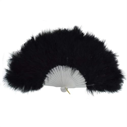 Axvxby Vintage 1920-tals fjäderfack – 25 vita fjäderskaft – elegant solfjäder för maskerad, mardigräs, burlesk och showgirl kostymer (svart)