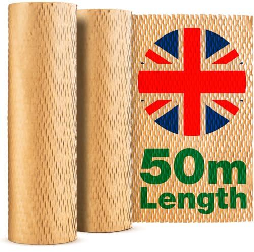 Brown Honeycomb Packing Paper Roll 50m x 30cm | Moving House Essentials | Eco-Friendly Bubble Wrap Alternative | Packing Paper for Moving, Shipping & Packaging Materials