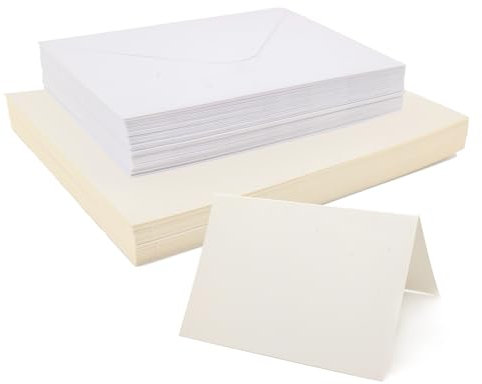 40 Stück Faltkarten mit 40 Stück Umschläge, 120g/㎡ Briefumschläge weiß 12.5 * 17.5cm, 300g/㎡ Faltkarten blanko weiß 16 * 10.9cm für Grußkarten und Einladungen