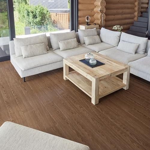 Self Adhesive Floor Planks - 30 Planks Pack Covering 44.88 Sqft / 4.17sqm | Each Stick On Tile Plank Measures 5.9x35.9in (91.4x15.2cm) | Peel and Stick Vinyl Flooring | Brown Wood Effect