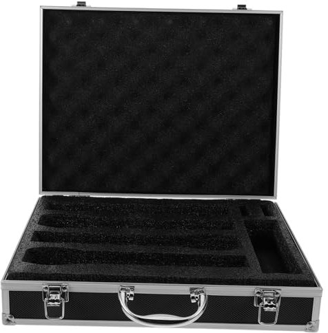 Toyvian Hard Microphone Case with Handle Portable Mic Organizer for Travel Shockproof Storage Box for Wireless Microphones and Accessories for Outdoor Trips and Events