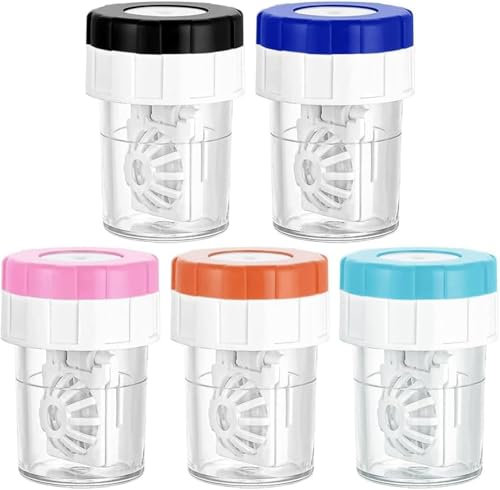 APOMOONS 5 pezzi porta lenti a contatto, Mini portalenti per lenti a contatto con cestino, contenitore lenti a contatto, macchina per la pulizia portatile per la casa, in viaggio (4,7x3,7cm)