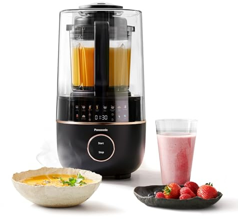 Panasonic MX-HG4401KXE Blender Chauffant, 1.2L, 800W, Chaud et Froid, 9 modes Automatiques, 10 Vitesses, Minuterie, Maintien au Chaud, Nettoyage Automatique, Noir et or Rose
