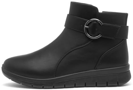 Softlites Womens Black Wedge Zip Up Buckle Boot - Size 5 UK - Black