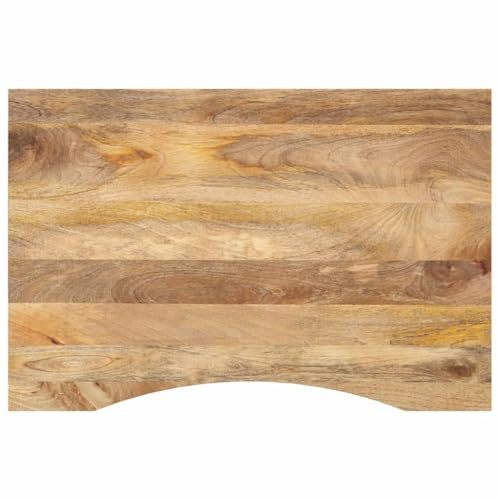 SooIarix Skrivbordsskiva med utskärning 80 x 50 x 2,5 cm, mango, robust bänkskiva för kontorsbord, datorbord, matbord