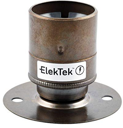 ElekTek ES E27 Batten Lamp Bulb Holder with Plain Skirt Ideal for Vintage Filament Bulbs Antique Brass