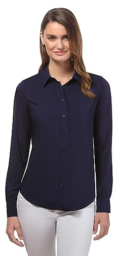 Vincenzo Boretti Blusa, Taglio Giusto, Colletto della Camicia Blu Scuro L