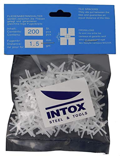 INTOX Lot de 200 croisillons de carrelage Blanc 1,5 mm