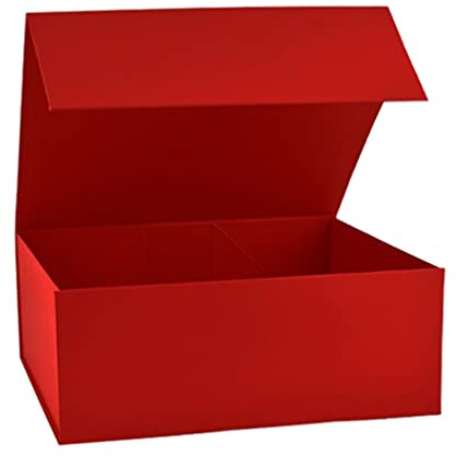 Röd magnetisk presentförpackning styv presentask för att ge choklad, smycken och alla tillfällen – storlek 16 x 20 x 8 cm