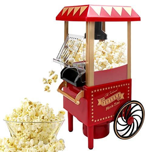 VAlinks Hot Air Popcorn Machine, Popcorn Maker, 1200W Home Electric Popcorn Popper with Kernel Measuring Scoop, Healthy Oil-Free & BPA-Free for Home, Birthday Party, Movie Night or Christmas (Small)