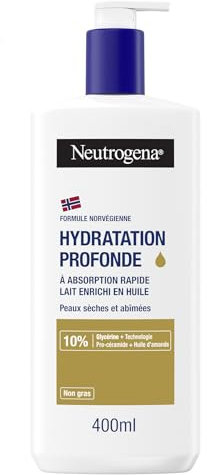 Neutrogena | Lait corps Formule Norvégienne Hydratation Profonde (flacon-pompe de 400 ml) – Lait à absorption rapide pour peaux sèches et abîmées – Lait hydratant enrichi en huile