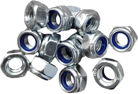 M8 Nyloc Locking Hex Nuts Metal Steel Sheet Zinc Plated 8mm Nut Width 13mm Box of 40pcs