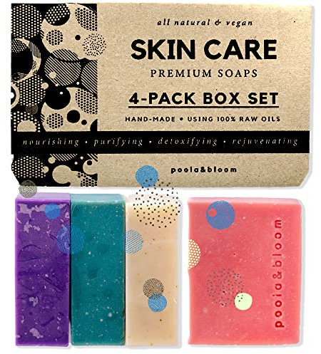 Poola & Bloom Duschgel für Männer Natürliche Seife Handmade Geschenkset Erfrischend mit Patchouli Lavendel Zitrone Eukalyptus Feuchtigkeitsspendend Hautfreundlich Alle Hauttypen