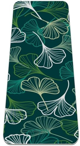 Hochwertige TPE-Yogamatte, umweltfreundliche und rutschfeste Übungsmatte für Zuhause, Fitnessstudio und Yoga-Praxis, mit extra Dämpfung, 61 x 183 cm, Ginkgo-Blätter-Muster