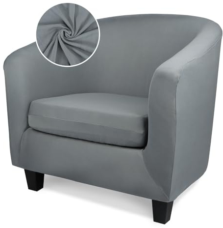 Treaful Arm Chair Slipcover, 2 Piece Armchair Cover with Chair Cushion Cover, Soft Stretch Club Tub Barrel Chair Slipcover Furniture Protector Soft with Elastic Bottom for Living Room Bar Hotel