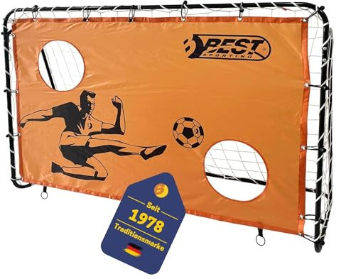 Best Sporting 2in1 Fußballtor I Kinder-Fußballtor in 180 x 120 x 60 cm I Tor mit Torwand & 2 Schusslöchern I Hochwertiges Kindertor mit Netz/Torwand & Befestigungsmaterial I Fussball-Tor in Orange