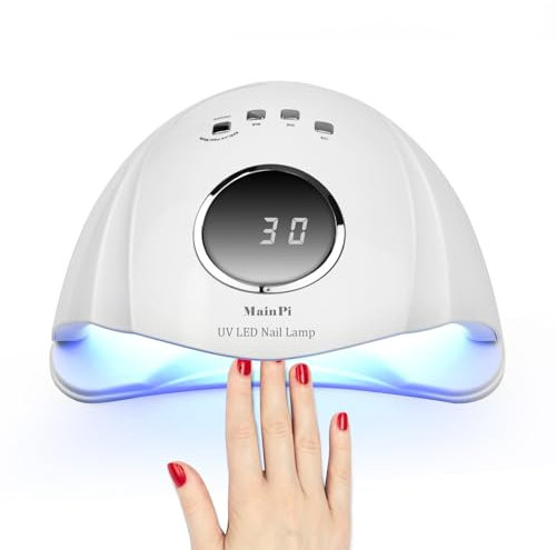 MainPi 168W UV LED Nagellampe,Professionell Nageltrockner Lampe für Nägel Gel mit 42 LEDs,UV LED Lampe mit 4 Timer-Einstellung und Automatischer Sensor für Fingernagel und Zehennagel (Weiß)