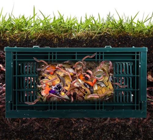 Tioncy In Ground Worm Composter 9 Gallon Outdoor Farm Foldable Compost Bin with Lid for Raised Garden Beds Home Composting System