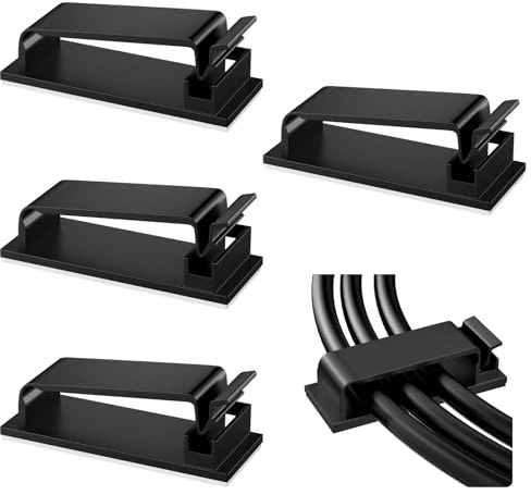 Lectorias Organizador Cables(Negro), Escritorio Sujeta Adhesivo, Recoge Cable Holder Organizer, Sujeta Clips Pared Sujetacables, para Cable de Usb, Cargador, Audio, Abrazadera de Alambre