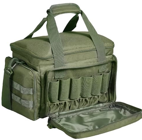 VEVOR Waffentasche, weiches Pistolenetui für 4 Pistolen, Multi Pistolentasche mit 3 abnehmbaren Platten und 6 Magazinen, Schusswaffenetui, Pistolenetui mit einzelnem Schultergurt, Outdoor, Grün