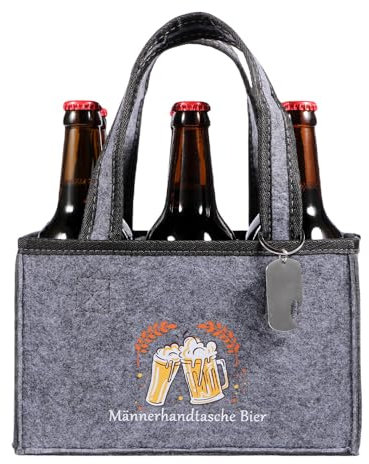 KHstylehoo Männerhandtasche Bier Geburtstagsgeschenk Geschenke für Männer Geburtstag,Flaschentasche 6 Flaschen,Lustige Personalisierte Witzige Männergeschenke Biergeschenke