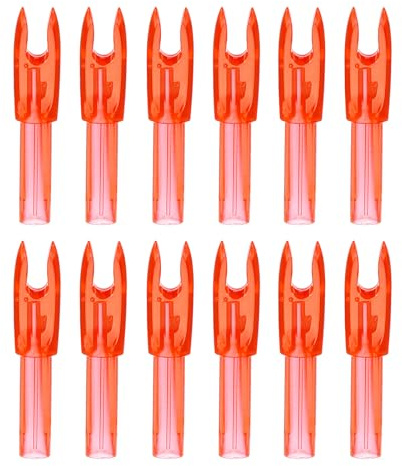 PATIKIL Freccette Arco Nock 4.2mm, 12 Pezzi Inserto Plastico Sostituzione Coda Freccia per Caccia Tiro Arco Composto Ricurvo, Trasparente Arancione