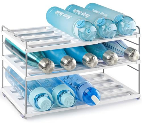 mepure Flaschen Organizer – Ausziehbares & Verstellbares Flaschenregal Schrank (26.5–42 cm), Flaschenhalter für Wasserflaschen & Trinkflaschen Aufbewahrung