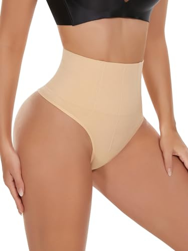 SEXYWG Thong Shapewear for Women Tummy Control Body Shaper Control Knickers Thong Slimming Pants Shaping Underwear Butt Lifter Panties Beige