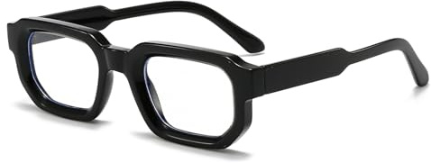 LJCZKA Gafas Anti Luz Azul Cuadradas para Mujer Hombre Gafas Montura Gruesa Lentes Transparentes Antifatiga para Ordenador Descanso