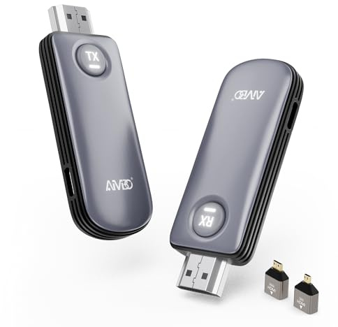 Wireless HDMI Transmitter and Receiver, 4K Decode, 1080P Output, Plug & Play, Wireless HDMI Extender, 50M/165FT, 5G No Delay for Streaming Video/File from Laptop/PC/Camera to Monitor/TV/Projector-Gray