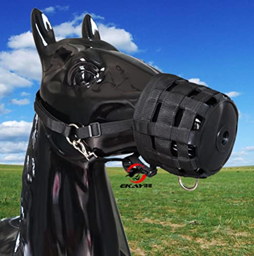 Acouto Horse de Pastoreo de Pastoreo Comfort Confort Floury Waffle Nylon Equipador Equestrian con Gancho y Sujetador Halter Caballo de Pastoreo Muzzlenylon Equipo Ecuestre Equipador Equipador de