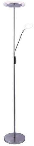 BEL AIR HOME - Lámpara de Pie de Salón Led 26W+6W con Dimmer, BAYANI 3000K 4000K 6500K, Diseño Moderno en Metal, Protección Ocular y Altura de 179cm (PLATA)