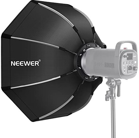 NEEWER 26/65cm Achteckige Softbox mit Schnellverschluss, mit Bowens Mount, Tragetasche Kompatibel mit Neewer CB60 CB100 CB150 Vision 4 S101-300W/400W und anderen Bowens Mount Leuchten -SF-RPBO26
