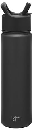 Simple Modern Borraccia Termica con Cannuccia | Bottiglia Acqua in Acciaio Inossidabile Isolato per Sport e Palestra | Summit | 650ml | Midnight Black
