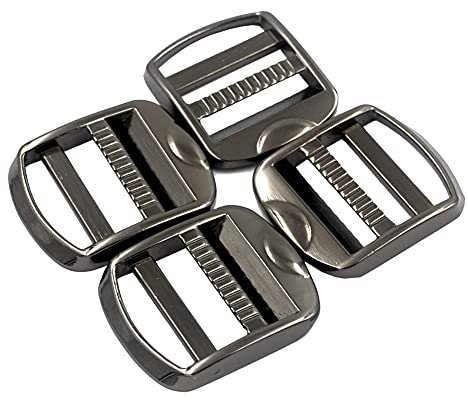 DGOL 10 pcs 1 Metal Zinc Alloy Ladder Lock Slider Adjustable Webbing Strap Release Buckles, Gunmetal, 1