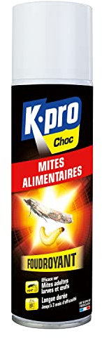 KAPO Aérosol Foudroyant Contre les Mites Alimentaires - 250 ml - Idéale pour éliminer les Mites Alimentaire - Efficace sur les Mites Adultes, les Larves et les Oeufs - Longue Durée